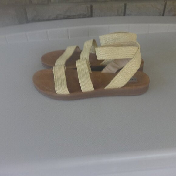 Steve Madden women's size 10 sandals, Raffia elastic wrap ankle straps, flexible - Picture 1 of 13